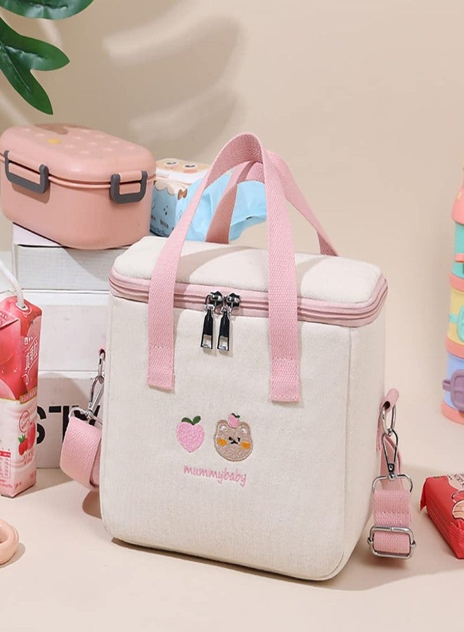 Dreamfocus Cute Insulated Lunch Bag for Girls, Large Capacity, Handle and Strap, Kawaii Lunch Box for Kids Teen Women Work School Gifts - Image 3